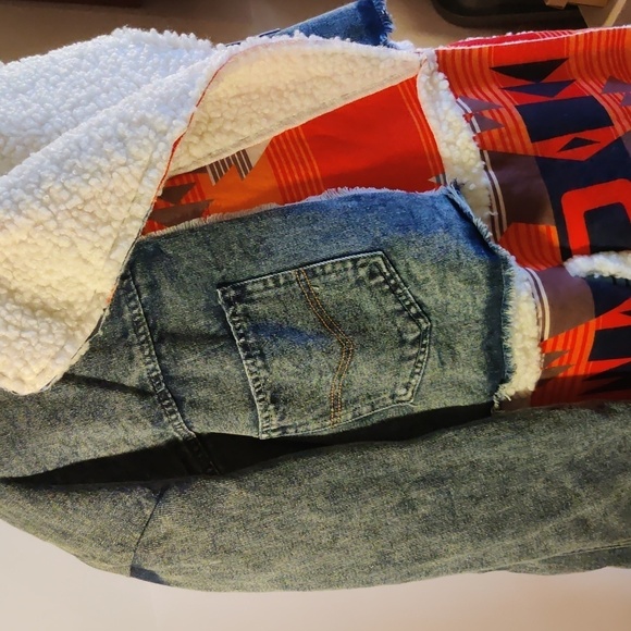 Loragal Women's Mixed Patchwork and Denim Aztec Print Coat NWT Size 3XL - Picture 3 of 12